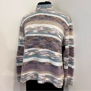 Koret Pastel sparkle Striped acrylic wool mohair Knit Sweater